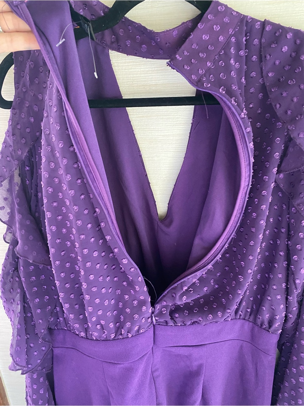 Ashley Stewart Plum Purple Ruffled Sleeve Jumpsuit - Picture 9 of 11